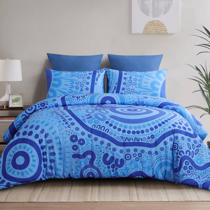 Bed Doona Set: Wiradjuri Walkabout- Blue 💙🩵