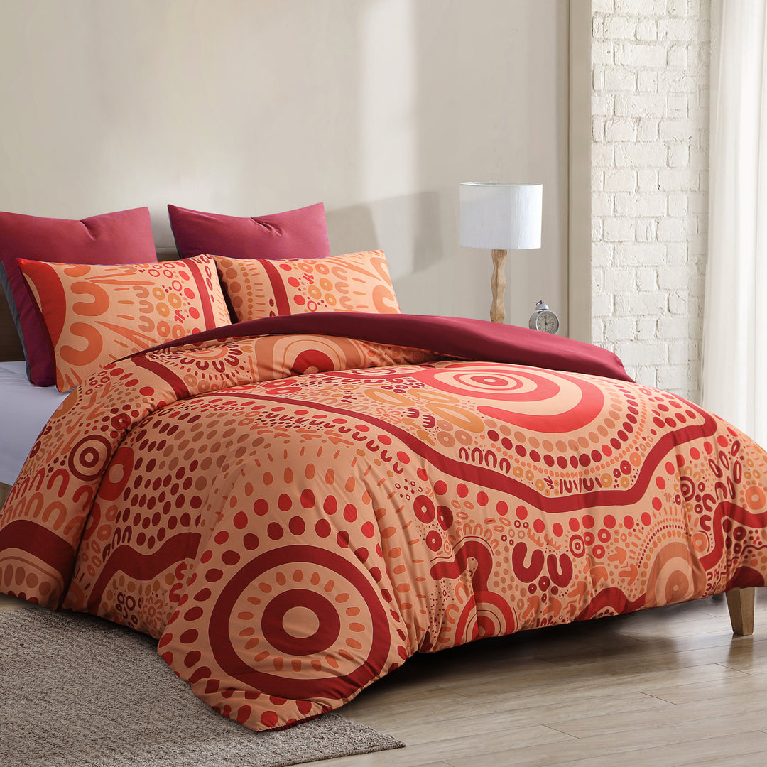 Quilt Cover Set: Wiradjuri Walkabout- Red Dust 🌋