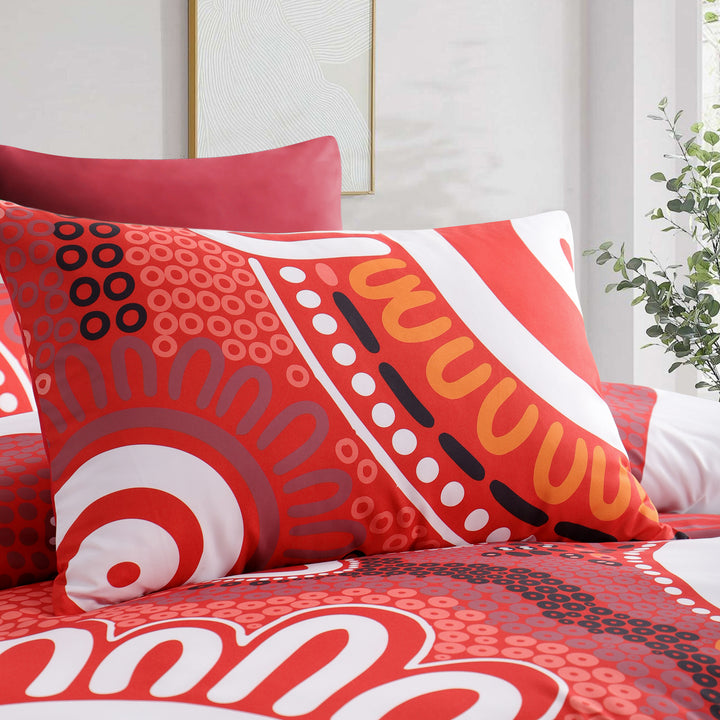 Quilt Cover Set- Waterways:CHERRY RED