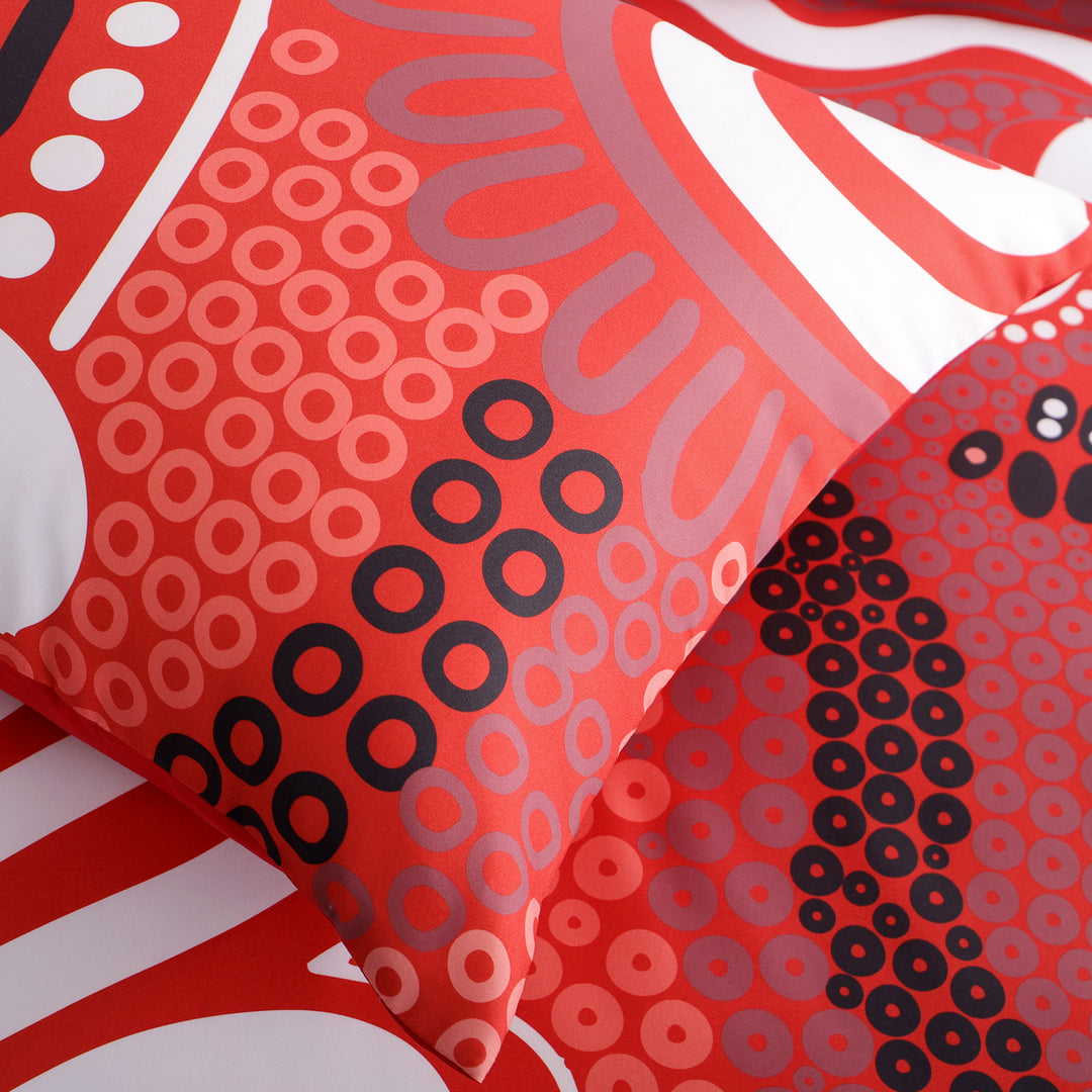 Quilt Cover Set- Waterways:CHERRY RED