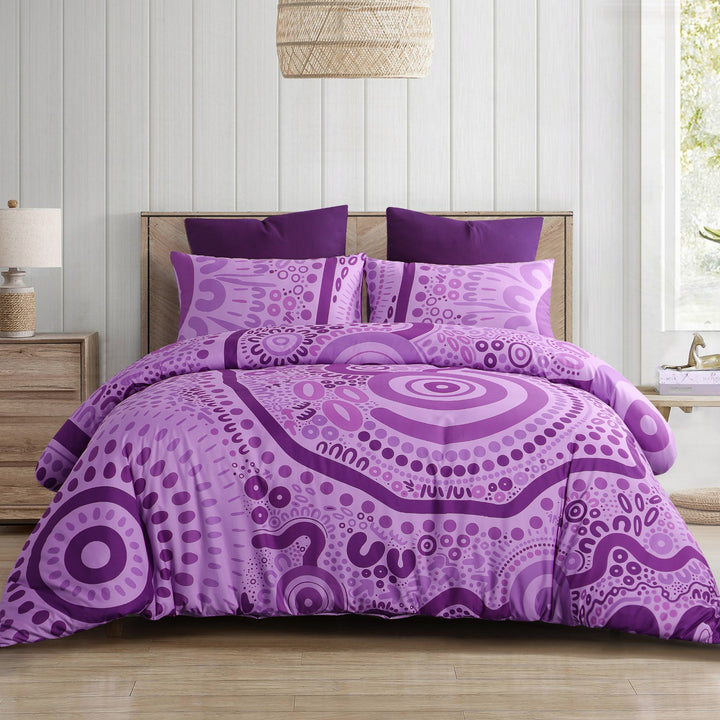 Quilt Cover Set:  Wiradjuri Walkabout- Pink/Purple ๐ฉท๐