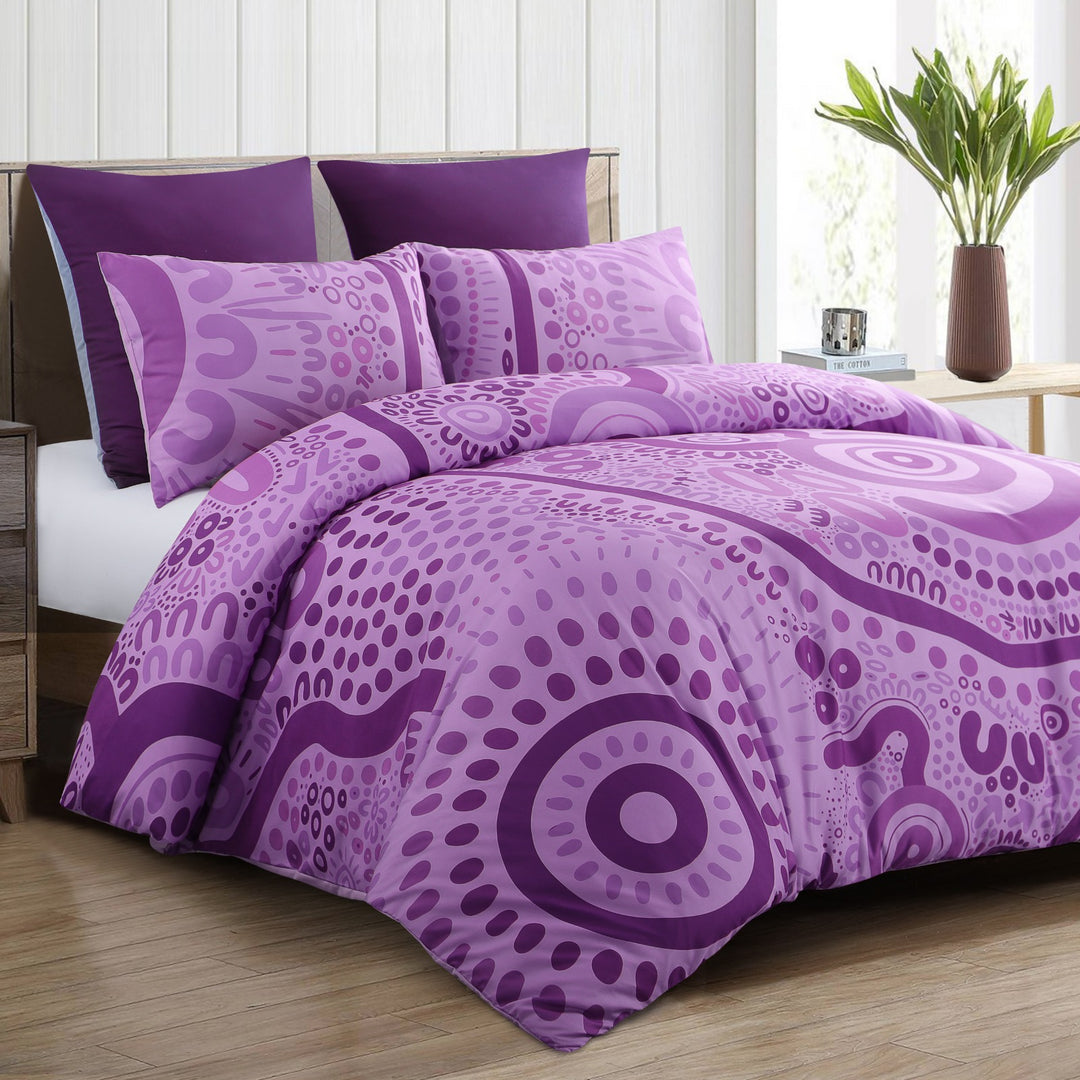 Quilt Cover Set:  Wiradjuri Walkabout- Pink/Purple ๐ฉท๐