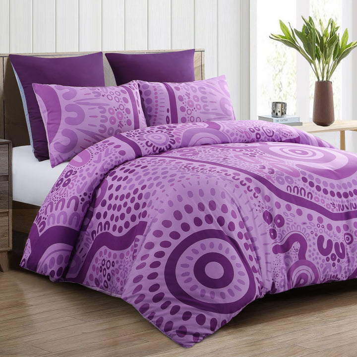 Quilt Cover Set:  Wiradjuri Walkabout- Pink/Purple ๐ฉท๐