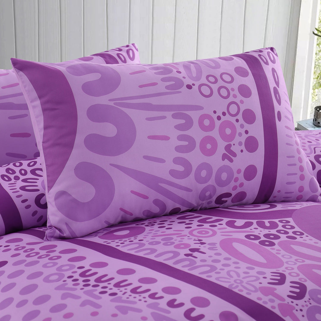 Quilt Cover Set:  Wiradjuri Walkabout- Pink/Purple ๐ฉท๐