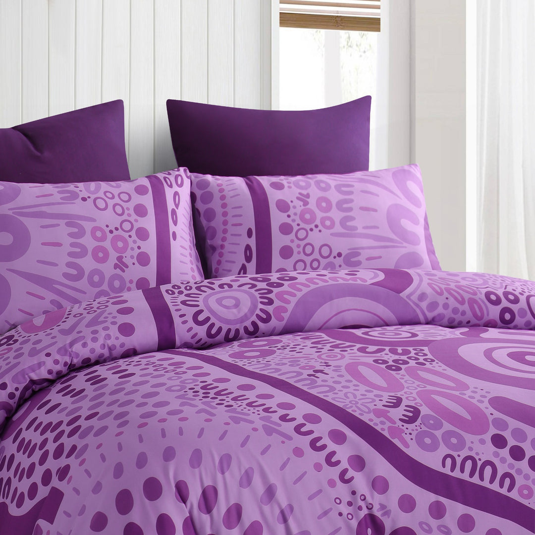 Quilt Cover Set:  Wiradjuri Walkabout- Pink/Purple ๐ฉท๐