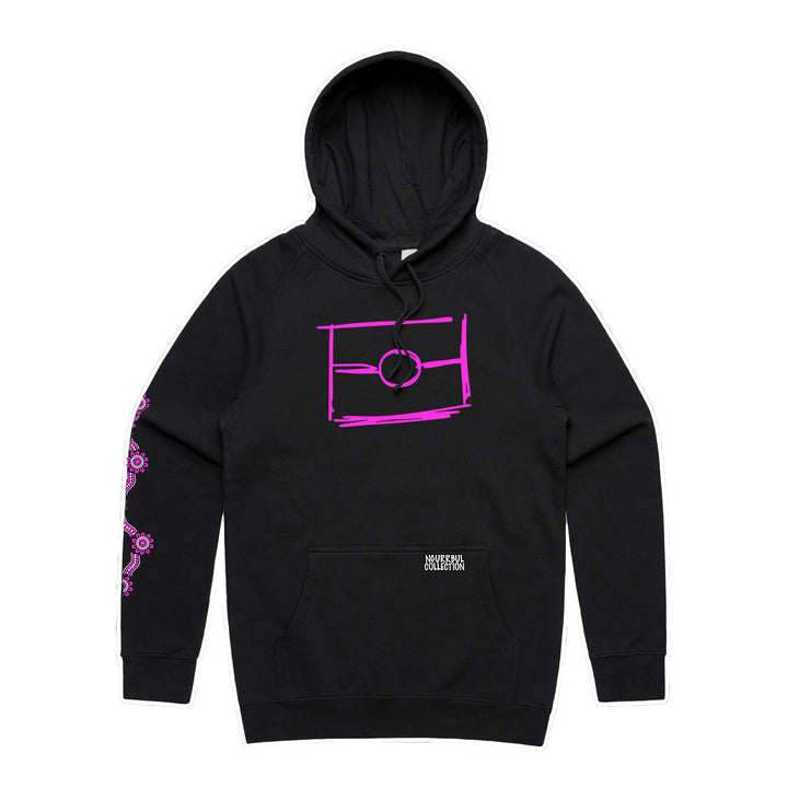 Black- Pink Graffiti Flag™️ Logo Hoodie