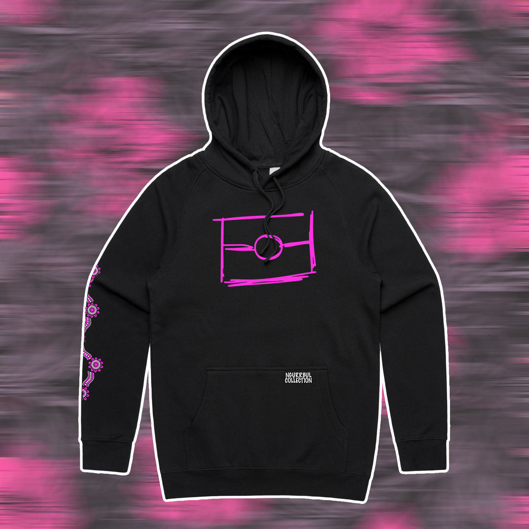 Black- Pink Graffiti Flag™️ Logo Hoodie