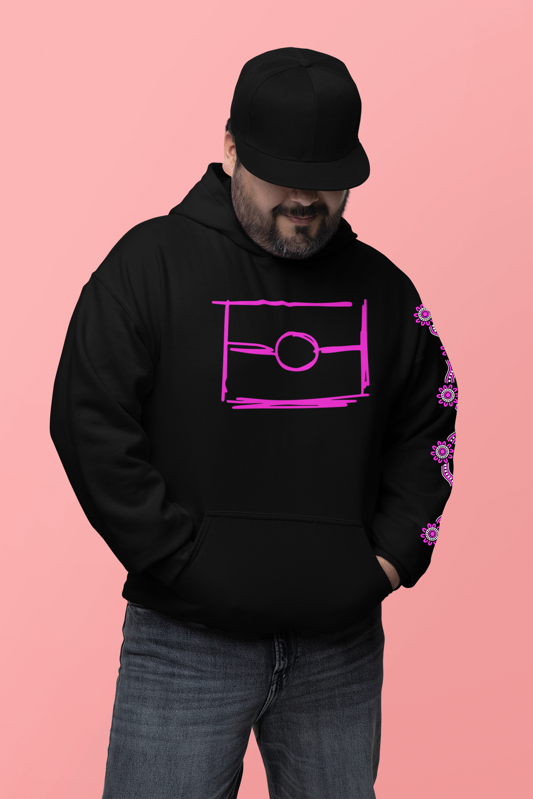 Black- Pink Graffiti Flag™️ Logo Hoodie