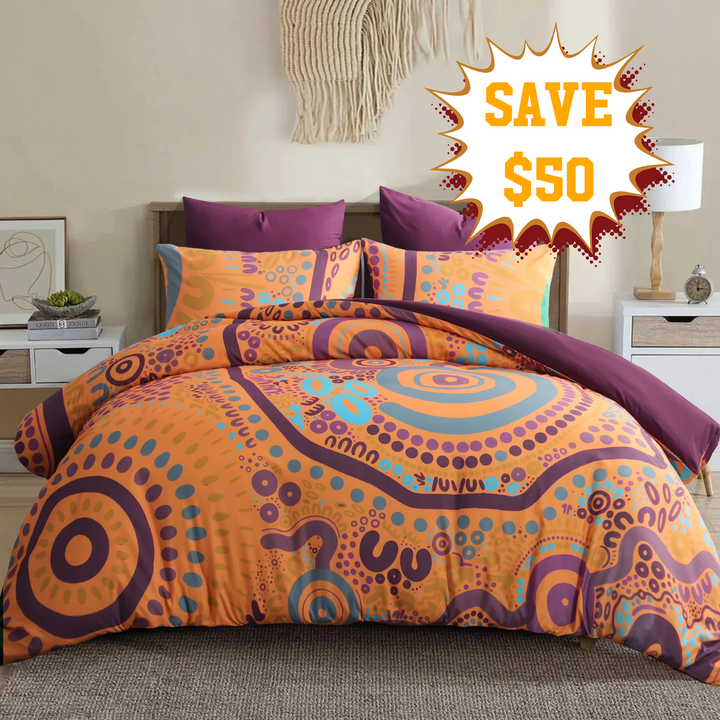 Badged - Quilt Cover Set: Wiradjuri Walkabout- Country Dreaming