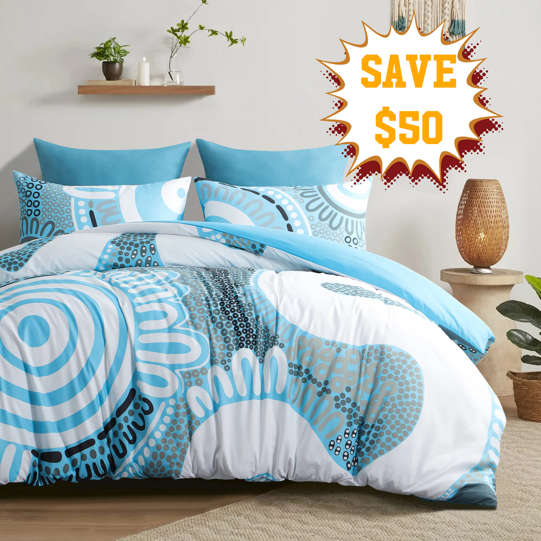 Badged - Quilt Cover Set- Waterways: Cool Water