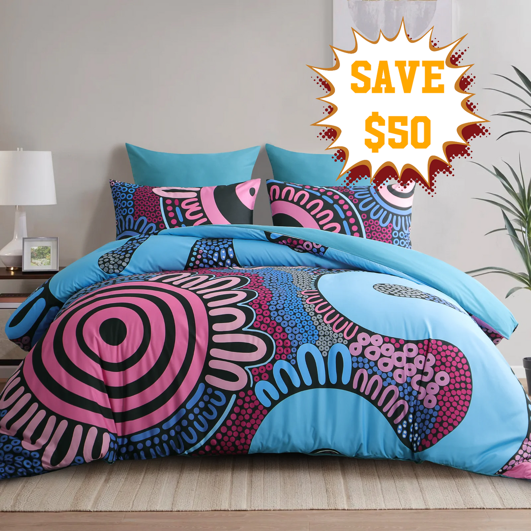 Badged - Quilt Cover Set- Waterways: Burnt Pastel