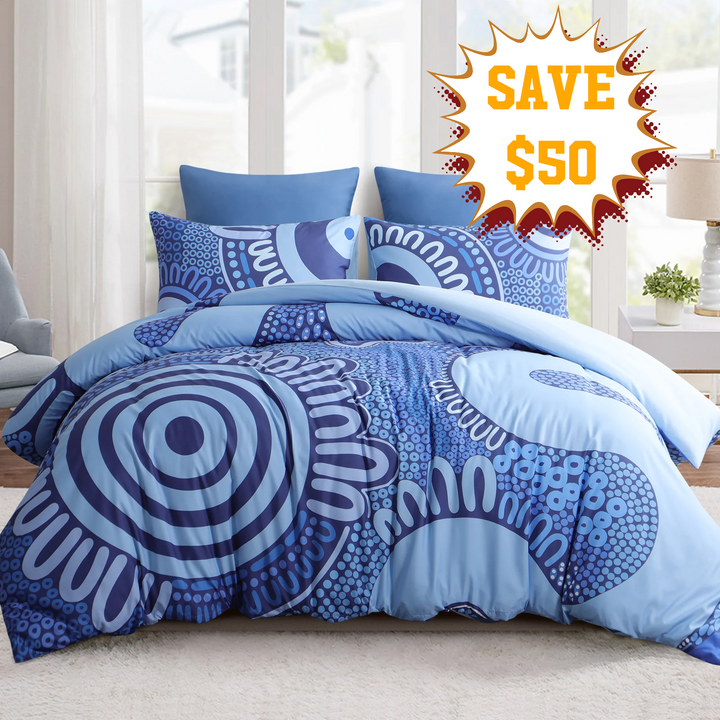Badged - Quilt Cover Set- Waterways: Blue 🌀