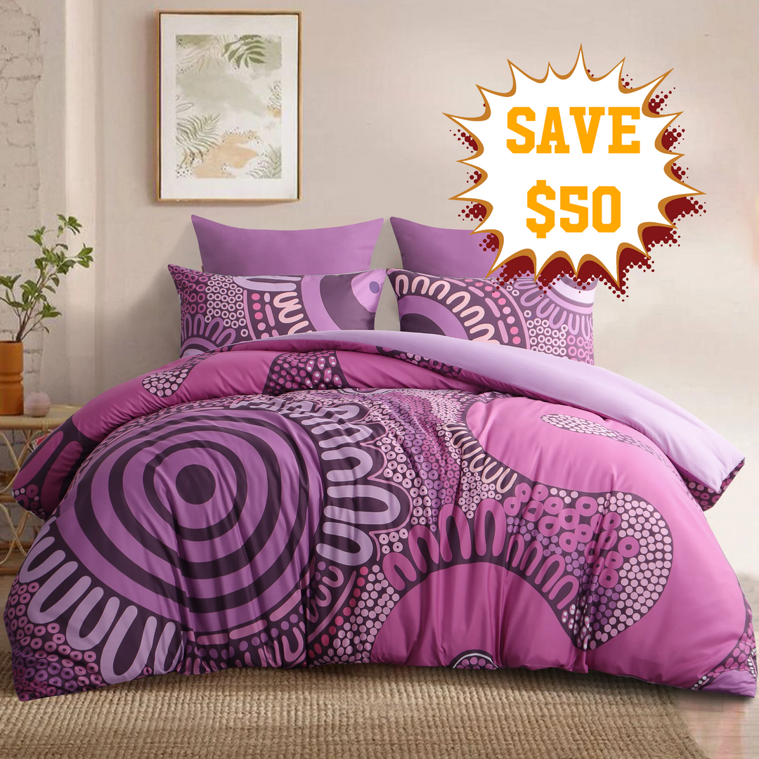 Badged - Quilt Cover Set- Waterways: Pink