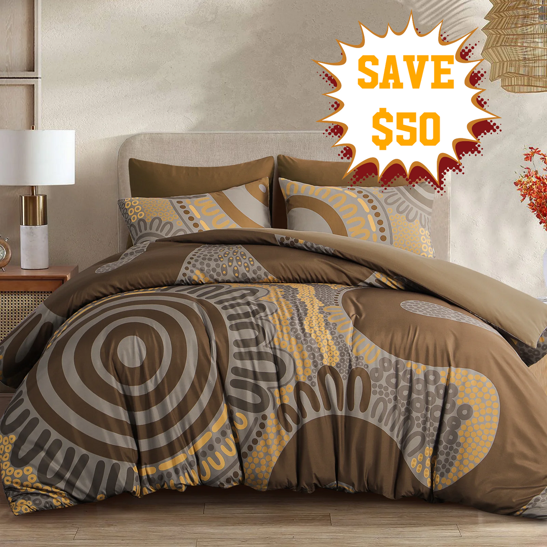 Badged - Quilt Cover Set- Waterways: Brown 🍂