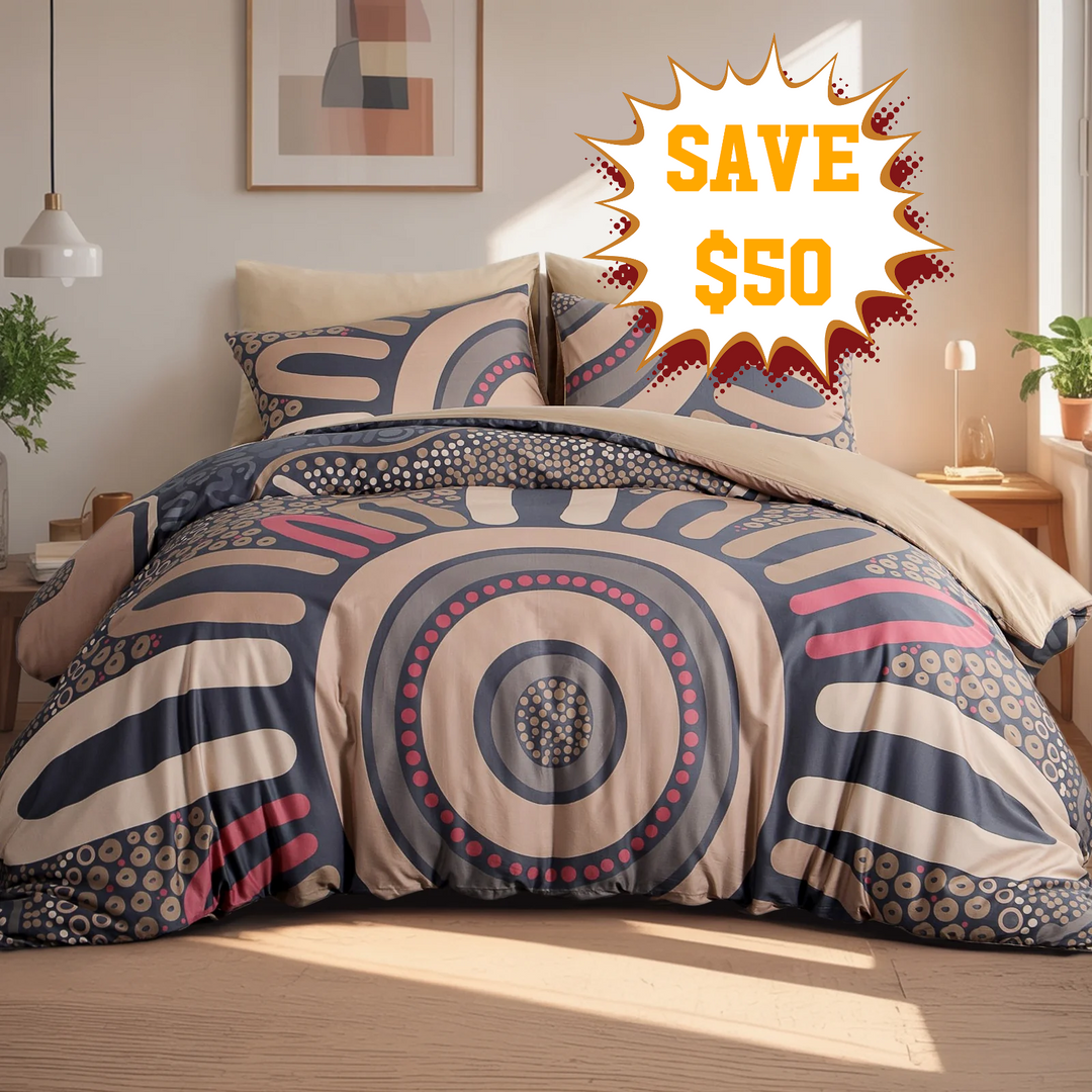 Badged - Quilt Cover Set: Fire Burning 100% Cotton