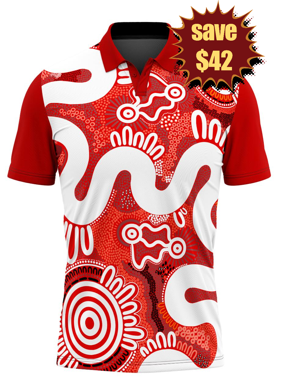 Badged - Waterways Polo- Cherry Red