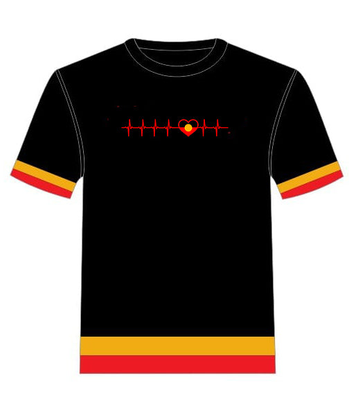 HEARTBEAT TEE: Red/Yellow Panels